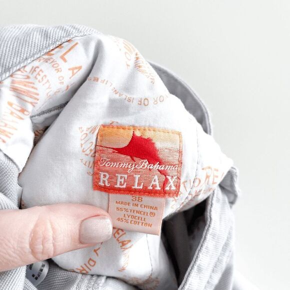 Tommy Bahama Mens Relax Cargo Shorts Tencel Light Gray Size 38 - Picture 3 of 9